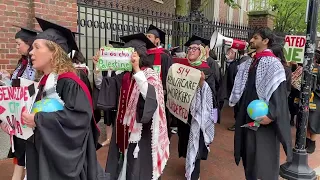 'Free, free Palestine;' Some Harvard graduates walk out of commencement