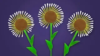 How to Make a Sunflower With Cotton Buds and Paper - DIY Spring Crafts Ideas