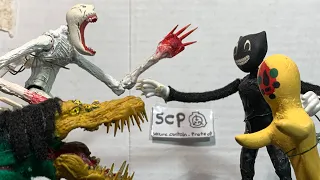 SCP-096 vs cartoon cat vs SCP-682 vs SCP-173 EPIC BATTLE stop motion