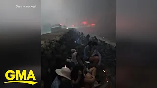 New video shows residents escaping Maui wildfire | GMA