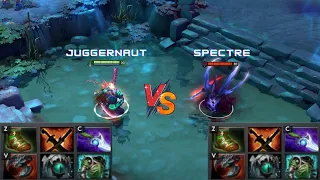 Dota 2 | Juggernaut vs Spectre lvl 30 | Normal Attacks Only | Same Full Items