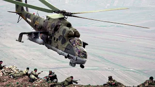 Mil Mi-2435 Attack Helicopters In Action