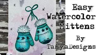 How to Paint Easy Winter Mittens with Watercolor, Watercolor for Beginners
