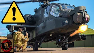 British Apache 'Longbow' AH-64D helicopter accidentally discharges M230 30mm cannon! 💥⚠️