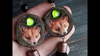 Fox polymer clay jewelry set