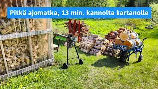 Akkukottikärry | Pitkä ajomatka metsässä, 13 minuuttia kannolta kartanolle