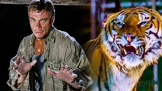 Jean Claude Van Damme fights a tiger in a minefield