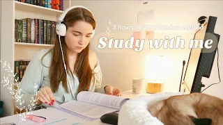 3 HOUR REAL TIME STUDY WITH ME // 50/10 Pomodoro Method with background sounds (no music)