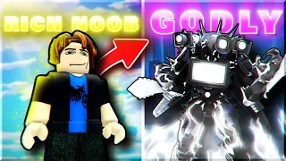 Rich Noob Gets New GODLY TRI-TITAN in New Skibidi Tower Defense Update Roblox