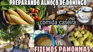 UM DOMINGO LINDO/ ALMOÇO CAIPIRA NO FOGÃO A LENHA/ COLHEITA NA HORTA/ FIZ PAMONHAS/ A CHUVA VOLTOU🙏