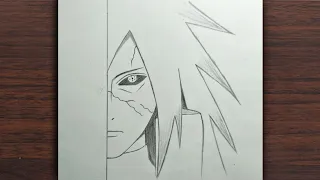 Anime drawing / How to draw madara uchiha half face from naruto / step by step