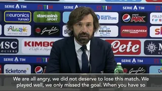 Pirlo 'Angry' at penalty decision after loss to Napoli