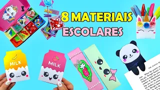 8 DIY FÁCIL MATERIAL ESCOLAR QUE VOCÊ PODE FAZER USANDO PAPEL- MARCADOR PANDA, CADERNO DE LEITE