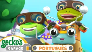 Corrida de Motocicleta com a Vovó! | 2 HORAS DO GECKO! | Desenhos Animados Infantis em Português