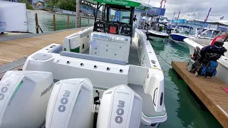 Miami Boat Show 2020. Tour of Aquila 44 power cat.  Million dollar Boston whaler