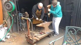 Forging the reins of a tongs by finín Liam Christie blacksmith from Ireland