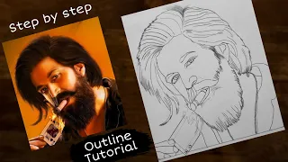 How to draw KGF Chapter 2 YASH Step by Step/ Full Sketch Outline Tutorial for Beginners/  YouCanDraw