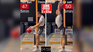 LONG CYCLE 2 x 32kg kettlebells workout_two 5min sets_7min rest in between_Denis Vasilev