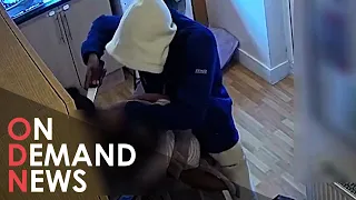 TERRIFYING CCTV Shows Knifemen Rob Woman in Own Home