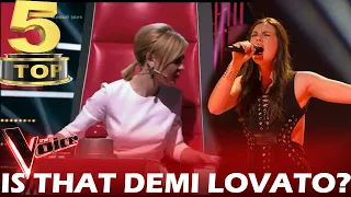 TOP 5 DEMI LOVATO'S COVERS ON THE VOICE | BEST AUDITIONS