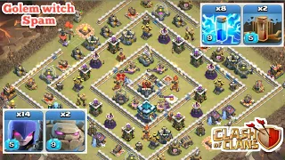 New Th12 3 star attack strategy | Golem witch spam  attack strategy | Ring bases attack strategy