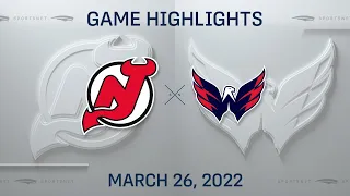 NHL Highlights | Devils vs. Capitals - Mar. 26, 2022