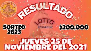 RESULTADO LOTTO SORTEO #2623 DEL JUEVES 25 DE NOVIEMBRE DEL 2021 /LOTERÍA DE ECUADOR/