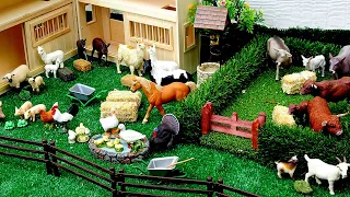 Fun Farm Animal Figurines in a Barn