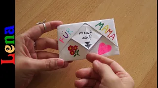 𝗞𝗿𝗲𝗮𝘁𝗶v 𝗺𝗶𝘁 𝗟𝗲𝗻𝗮 🎁 Überraschungskarte für Mama basteln 🎁 Karte zu Muttertag basteln Mädchen zeichnen