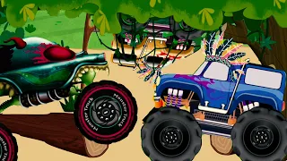 Tribal Adventure + More Haunted House Monster Truck Cartoon Videos for Kids by HHMT