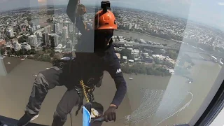 Rope Access Window Cleaning - Gopro Footage #1 - Brisbane