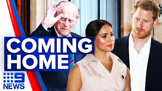 Prince Harry to leave US for Grandfathers funeral | 9 News Australia