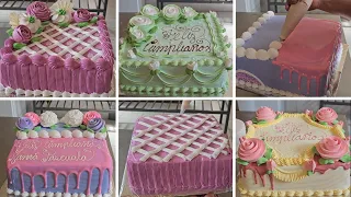 10 Ideas increíbles para decorar pasteles cuadrados con rosas en crema chantilly