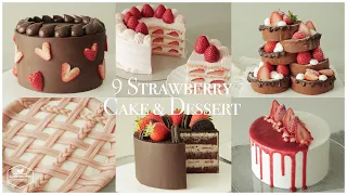 Version 3! 9 Strawberry Cake & Dessert Recipe | Baking Video | Chocolate cake,Crepe cake,Oreo,Pie