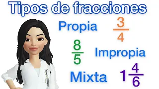 Tipos de fracciones - Fracciones propias, impropias y mixtas.