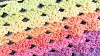 EASY Crochet Baby Blanket for Beginners - Stacked Shells  *One Row Repeat*