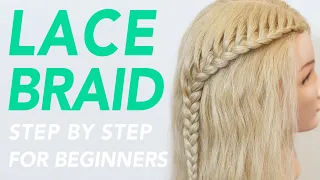 How To Lace Braid Step by Step For Beginners - Simple & Easy Braided Half Up Half Down Hairstyle