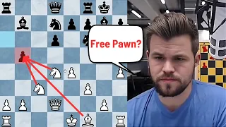 Magnus gets confused with the free pawn!