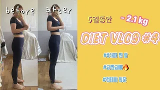 Diet vlog #4,-10kg | 5일 동안 -2.1kg 급찐 급빠🔥, 그런데 이제 약간의 먹방을 곁들인|런데이도전|보통에서 마름으로 저탄수 단기 다이어트