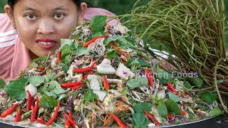 Cooking Mixed SPICY Water Convolvulus with Pork Belly Recipe - Donation Food in Village