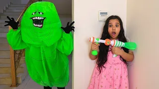 شفا وسوسو يقضوا على وحش السلايم !! Shafa and Soso kill the slime monster