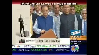 Finance Minister Leaves North Block for Parliament #MakeInIndiaBudget