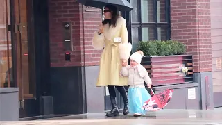 Irina Shayk and Lea De Seine Walk in the Rain in New York City