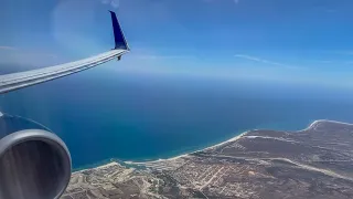 FLYING OVER THE GULF OF CALIFORNIA ON A BEAUTIFUL CLEAR DAY IN CABO!!! DELTA BOEING 737-900 LANDING!