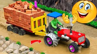 Diy tractor making bulldozer repair train railway | diy tractor is stuck in the mud #2 Rishabh toy |