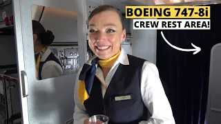 Boeing 747-8i SECRET Crew Rest Area | Lufthansa 747 to Palma | Cabin Crew Impressions in-flight!
