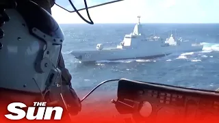 Russian and Chinese warships carry out joint military drills