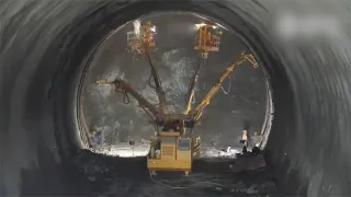 Tunnel construction completed on high-speed railway. Time lapse construction du tunnel