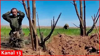 An old Russian soldier crawled and surrendered to Ukrainian fighters-"Raise your hands, stand up"