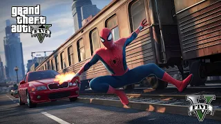Spiderman VS Train : Can Spiderman STOP The Train in GTA 5.